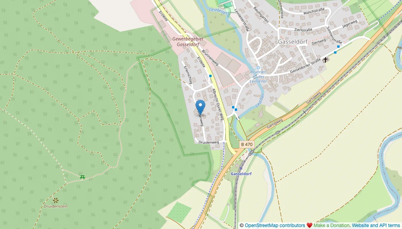 Karte mit der Lage der Ferienwohnung Kley am Druidenweg in Gasseldorf